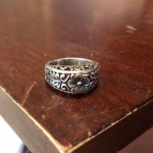 QVC Sterling Silver Floral Scroll Filigree Ring